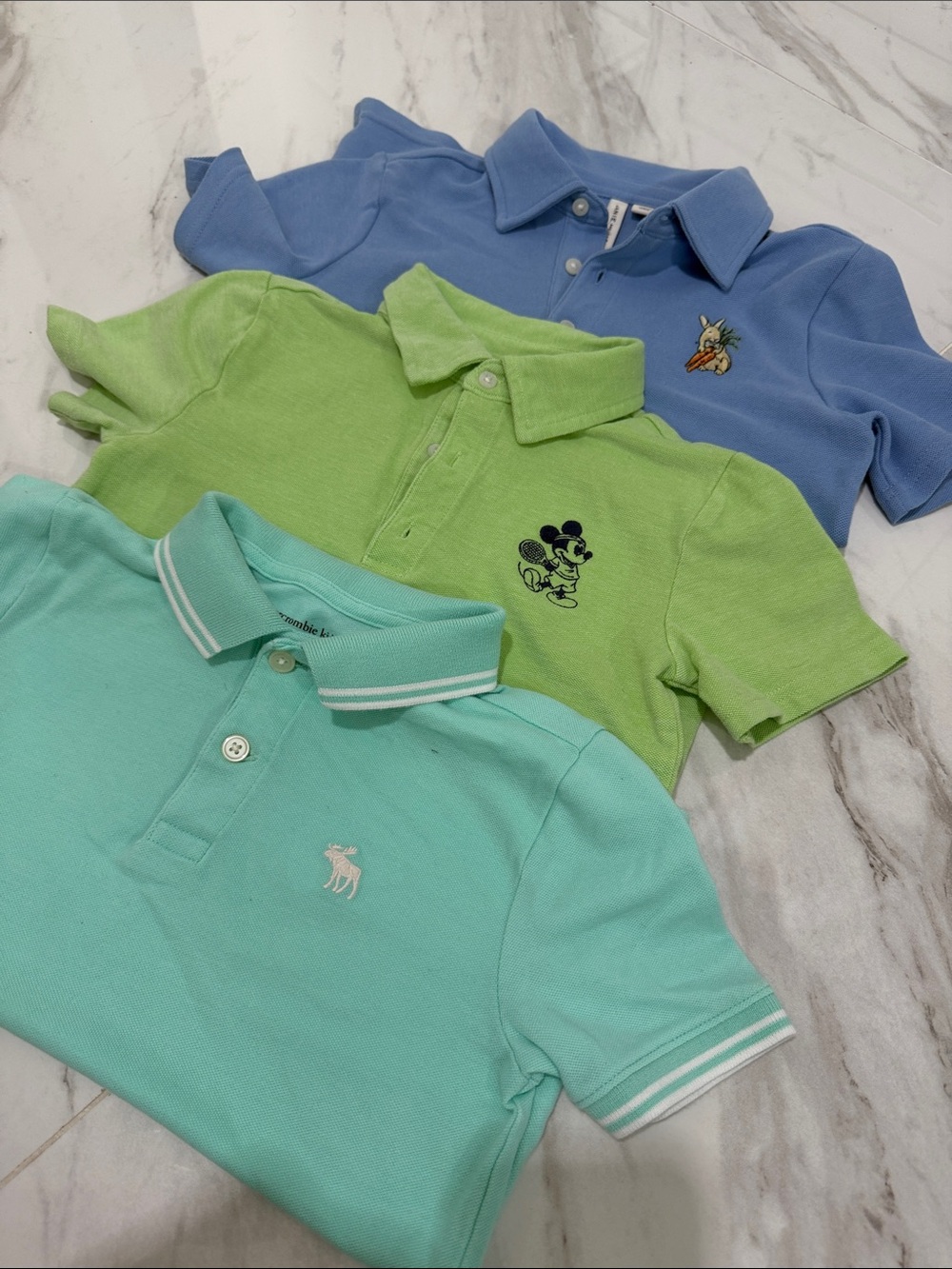 Janie and Jack Trio Polo Set - Mint, Light Green & Periwinkle Blue